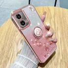 For Motorola Moto G24 Gradient Glitter Immortal Flower Ring All-inclusive Phone Case(Pink) - 1