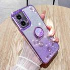 For Motorola Moto G34 Gradient Glitter Immortal Flower Ring All-inclusive Phone Case(Purple) - 1