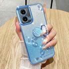 For Motorola Edge 50 Fusion Gradient Glitter Immortal Flower Ring All-inclusive Phone Case(Blue) - 2