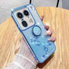 For Motorola Edge 50 Ultra Gradient Glitter Immortal Flower Ring All-inclusive Phone Case(Blue) - 1