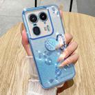 For Motorola Edge 50 Ultra Gradient Glitter Immortal Flower Ring All-inclusive Phone Case(Blue) - 2