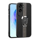 For Honor 90 Lite Magnetic Litchi Leather Back Phone Case with Holder(Black) - 1