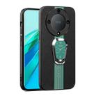 For Honor X40 Magnetic Litchi Leather Back Phone Case with Holder(Green) - 1