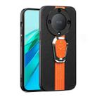 For Honor X40 Magnetic Litchi Leather Back Phone Case with Holder(Orange) - 1