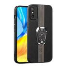 For Honor X10 Max Magnetic Litchi Leather Back Phone Case with Holder(Black) - 1