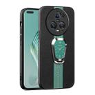 For Honor Magic5 Pro Magnetic Litchi Leather Back Phone Case with Holder(Green) - 1