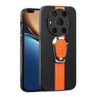 For Honor Magic4 Magnetic Litchi Leather Back Phone Case with Holder(Orange) - 1