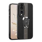 For Honor 90 Magnetic Litchi Leather Back Phone Case with Holder(Black) - 1