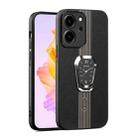 For Honor 80 SE Magnetic Litchi Leather Back Phone Case with Holder(Black) - 1