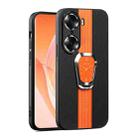 For Honor 60 Magnetic Litchi Leather Back Phone Case with Holder(Orange) - 1