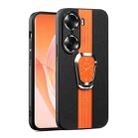 For Honor 60 Pro Magnetic Litchi Leather Back Phone Case with Holder(Orange) - 1