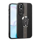 For Honor 50 Pro Magnetic Litchi Leather Back Phone Case with Holder(Black) - 1