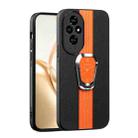 For Honor 200 Pro Magnetic Litchi Leather Back Phone Case with Holder(Orange) - 1