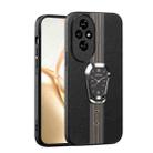 For Honor 200 Pro Magnetic Litchi Leather Back Phone Case with Holder(Black) - 1