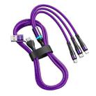 ENKAY 6-in-1 5A USB + Type-C to Type-C / 8 Pin / Micro USB Multifunction Fast Charging Cable, Cable Length:1.3m(Purple) - 1