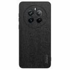 For Realme 12 Tree Bark Leather Shockproof Phone Case(Black) - 1