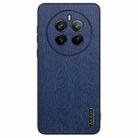 For Realme 12 Tree Bark Leather Shockproof Phone Case(Blue) - 1