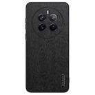 For Realme 12 Pro+ Tree Bark Leather Shockproof Phone Case(Black) - 1