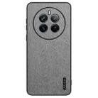 For Realme 12 Pro+ Tree Bark Leather Shockproof Phone Case(Grey) - 1