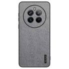 For Realme 12 Pro Tree Bark Leather Shockproof Phone Case(Grey) - 1