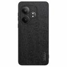 For Realme GT Neo6 SE Tree Bark Leather Shockproof Phone Case(Black) - 1