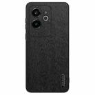 For Realme GT 6 Tree Bark Leather Shockproof Phone Case(Black) - 1