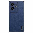 For Realme GT 6 Tree Bark Leather Shockproof Phone Case(Blue) - 1