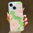 For iPhone 15 Plus Gold Foil Oil Painting Epoxy TPU Phone Case(White Plum) - 1