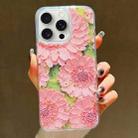 For iPhone 15 Pro Gold Foil Oil Painting Epoxy TPU Phone Case(Purple Chrysanthemum) - 1