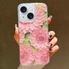 For iPhone 15 Gold Foil Oil Painting Epoxy TPU Phone Case(Purple Chrysanthemum) - 1