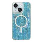 For iPhone 15 Plus Shell Texture Multicolor MagSafe TPU Phone Case(Sky Blue) - 1