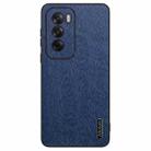 For OPPO Reno12 Pro Global Tree Bark Leather Shockproof Phone Case(Blue) - 1