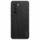 For OPPO Reno12 Global Tree Bark Leather Shockproof Phone Case(Black) - 1