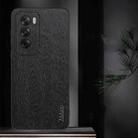 For OPPO Reno12 Global Tree Bark Leather Shockproof Phone Case(Black) - 2