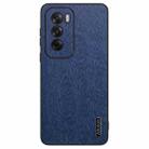 For OPPO Reno12 Global Tree Bark Leather Shockproof Phone Case(Blue) - 1