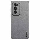 For OPPO Reno12 Global Tree Bark Leather Shockproof Phone Case(Grey) - 1