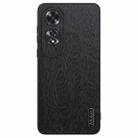 For OPPO A60 4G Global Tree Bark Leather Shockproof Phone Case(Black) - 1