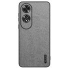 For OPPO A60 4G Global Tree Bark Leather Shockproof Phone Case(Grey) - 1