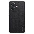 For OPPO A3X Global Tree Bark Leather Shockproof Phone Case(Black) - 1