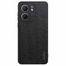 For OPPO A5X Tree Bark Leather Shockproof Phone Case(Black) - 1
