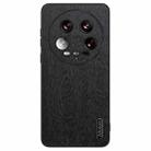 For Xiaomi 14 Ultra Tree Bark Leather Shockproof Phone Case(Black) - 1