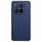 For Xiaomi 14 Pro Tree Bark Leather Shockproof Phone Case(Blue) - 1