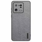 For Xiaomi 13 Pro Tree Bark Leather Shockproof Phone Case(Grey) - 1