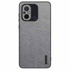 For Xiaomi Redmi 12C Tree Bark Leather Shockproof Phone Case(Grey) - 1