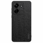 For Xiaomi Redmi 13C Tree Bark Leather Shockproof Phone Case(Black) - 1