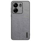 For Xiaomi Redmi 13C Tree Bark Leather Shockproof Phone Case(Grey) - 1