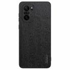 For Xiaomi Redmi K40 Tree Bark Leather Shockproof Phone Case(Black) - 1