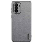 For Xiaomi Redmi K40 Tree Bark Leather Shockproof Phone Case(Grey) - 1