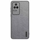 For Xiaomi Redmi K50 Tree Bark Leather Shockproof Phone Case(Grey) - 1