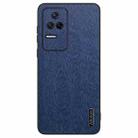 For Xiaomi Redmi K50 Tree Bark Leather Shockproof Phone Case(Blue) - 1